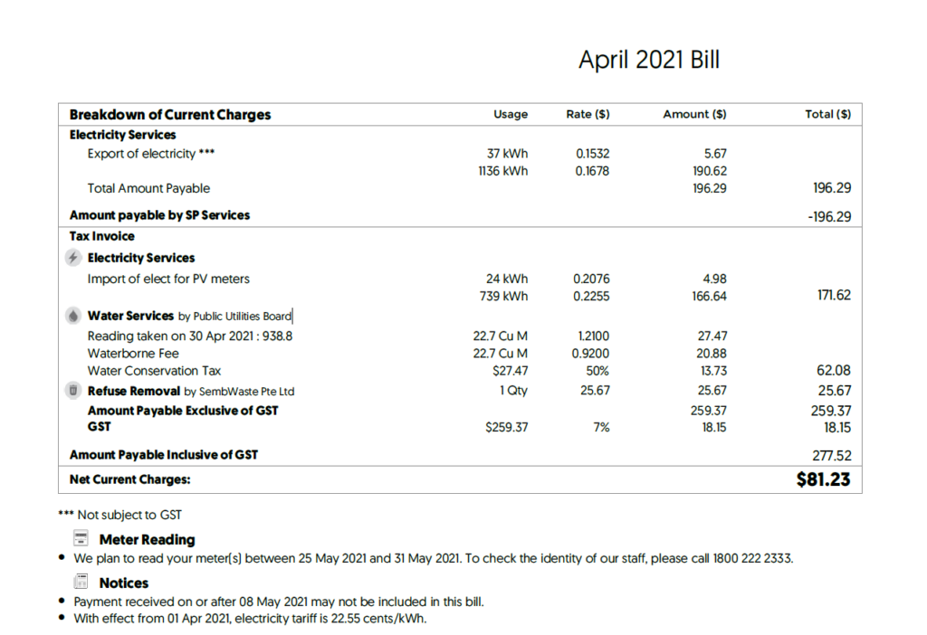 monthly electricity bill