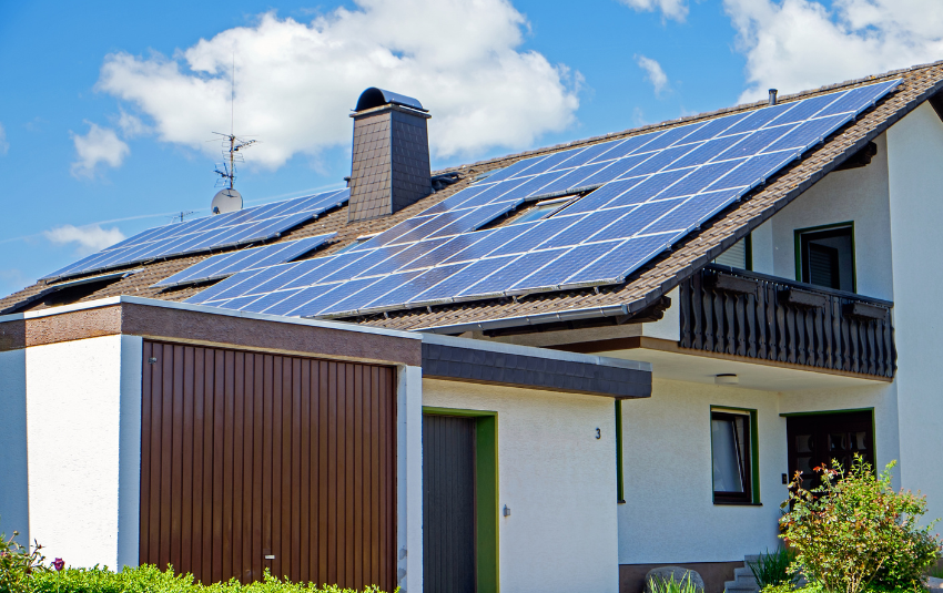 House with solar panels installed on the roof