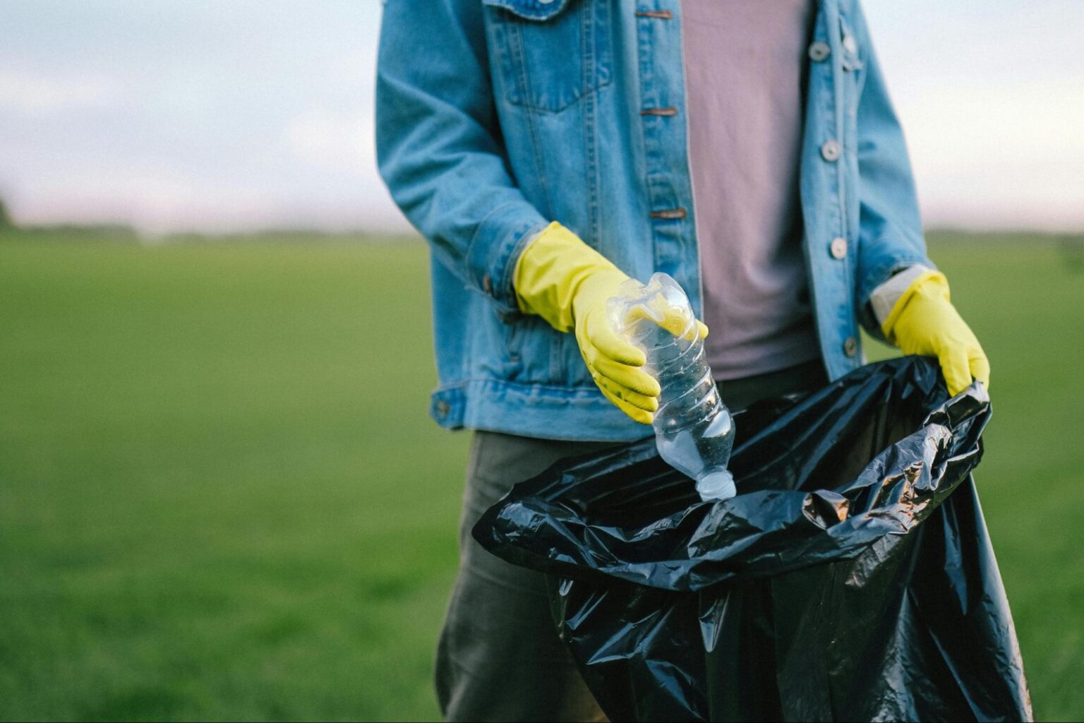 Person picking up trash