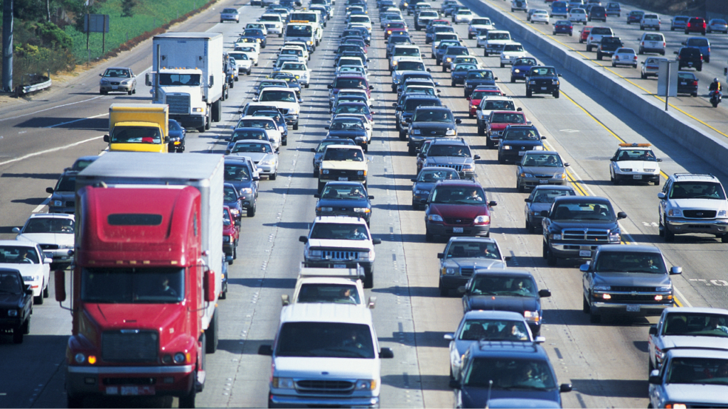 many vehicles in traffic jam