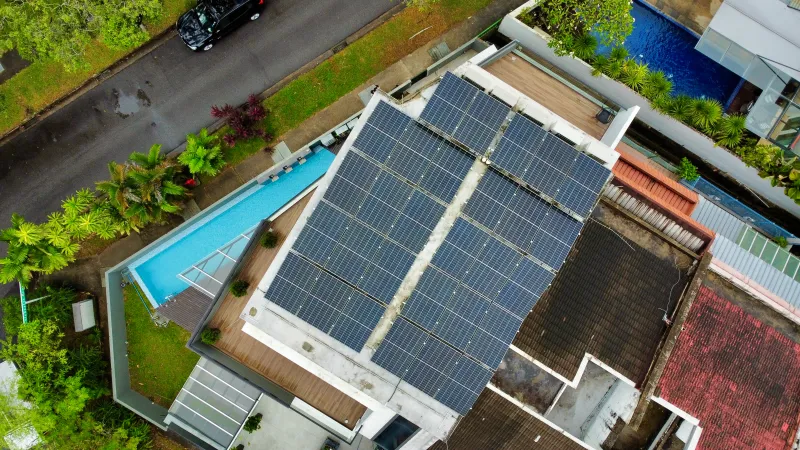 Solar panels on a house's roof